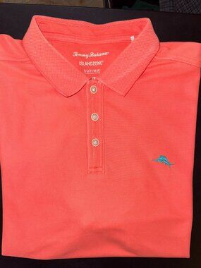 Men's Tommy Bahama Emfielder Polo Shirt Lt. Coral Size XL